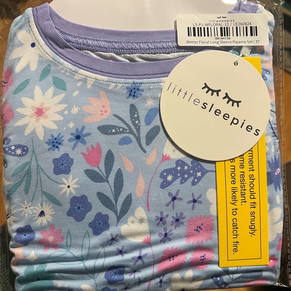 Little Sleepies Winter Floral Pajama Set - Blue and Purple